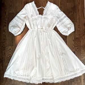 NWT Anthropologie Eri + Ali Gustavia White Lace Prairie Dress